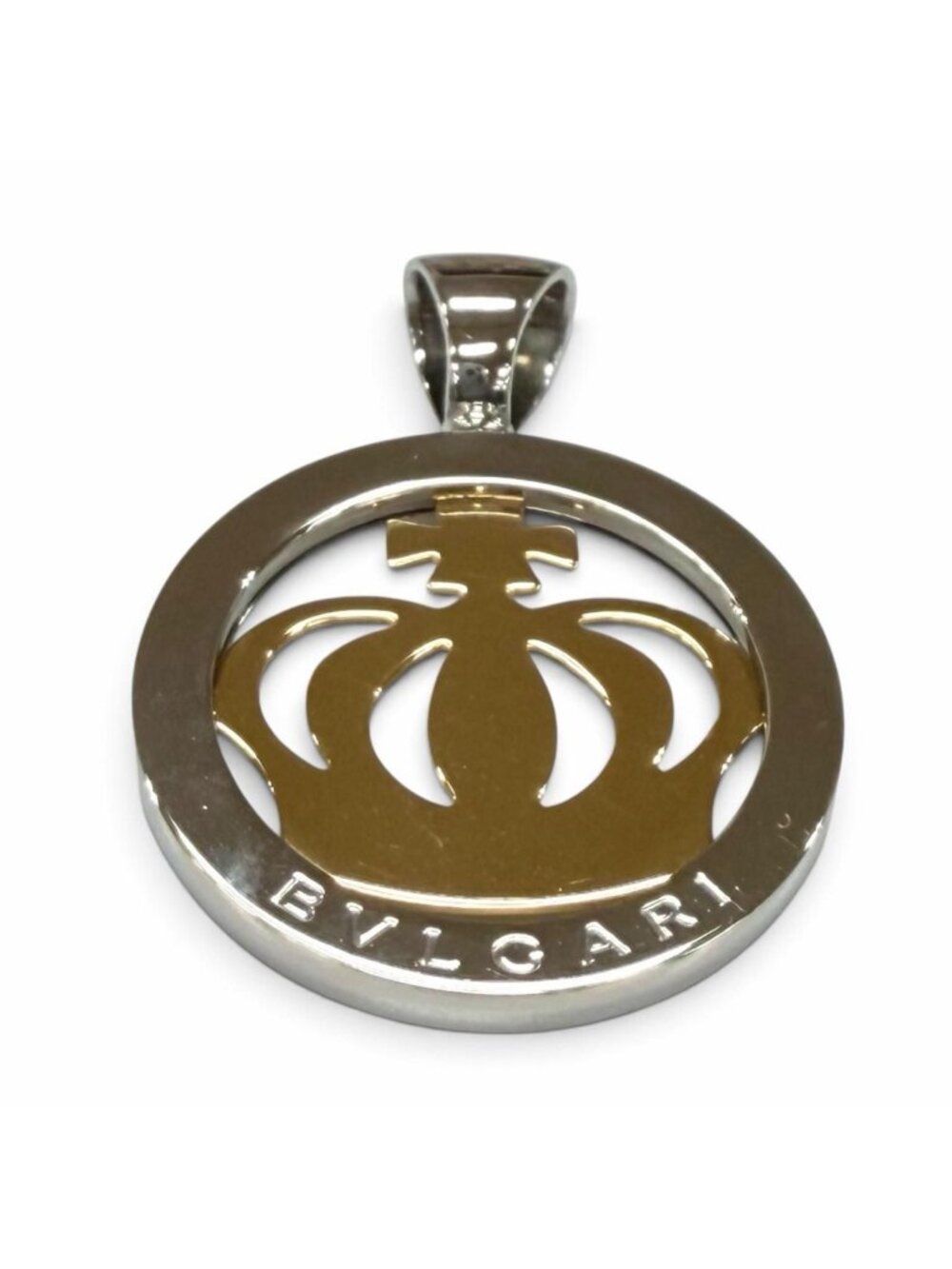 Bvlgari 750 Stainless Steel Tondo Crown Pendant